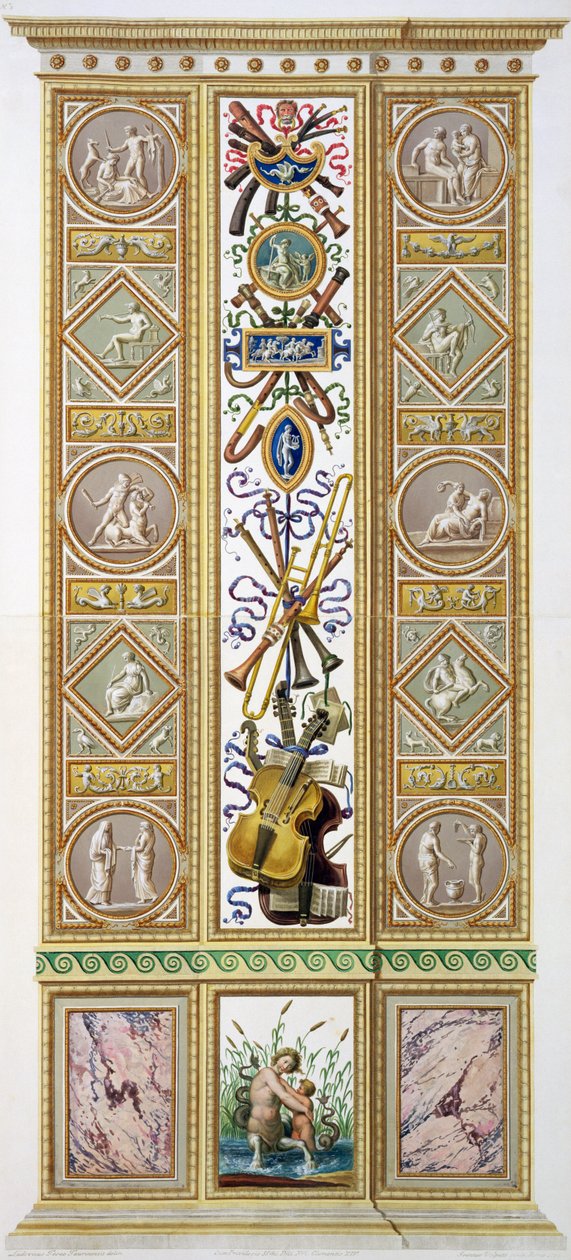 Panel fra Raphael Loggia i Vatikanet, gravert av Ioannes Volpato, ca. 1770 (kobberplategravering senere håndfarget) av Ludovicus Tesio Taurinensis