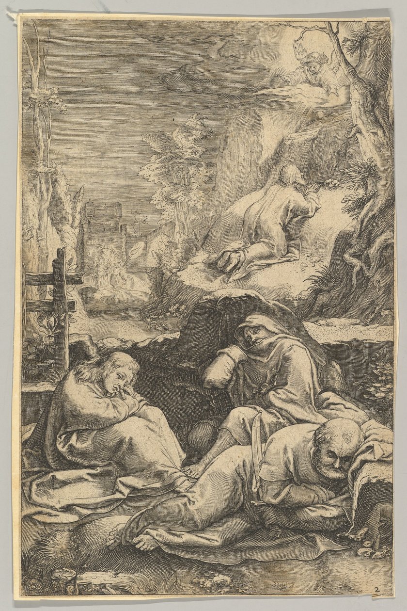 Kvalen i hagen, fra The Passion of Christ, ca. 1623. av Ludovicus Siceram