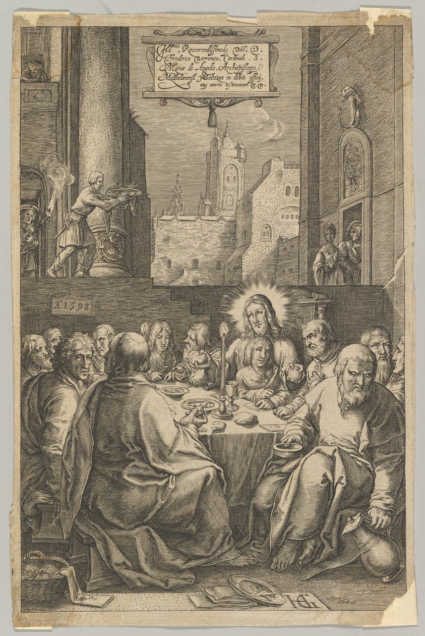 Det siste måltid, fra The Passion of Christ, ca. 1623. av Ludovicus Siceram