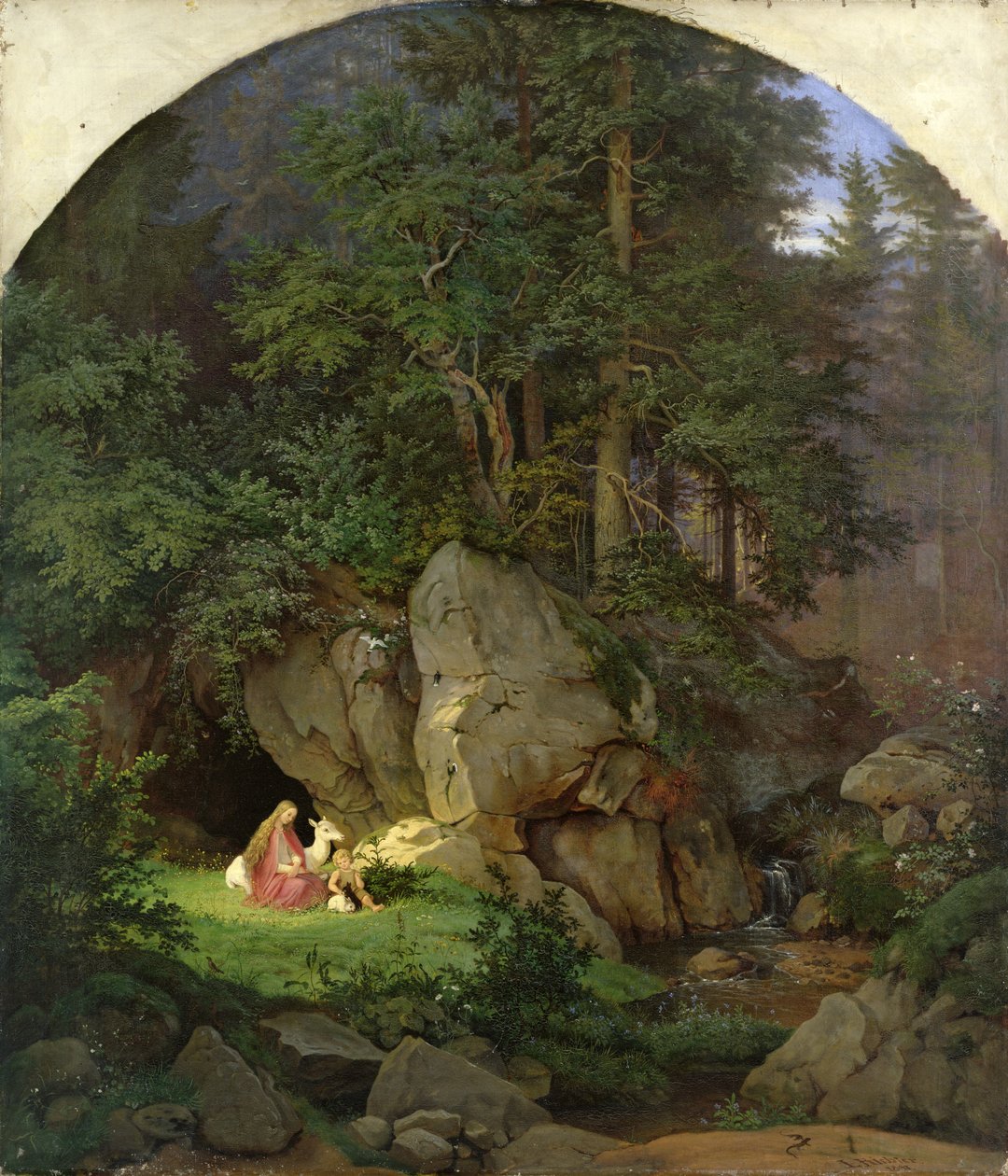 Genoveva i vedrydningen, 1839-41 av Ludwig Adrian Richter