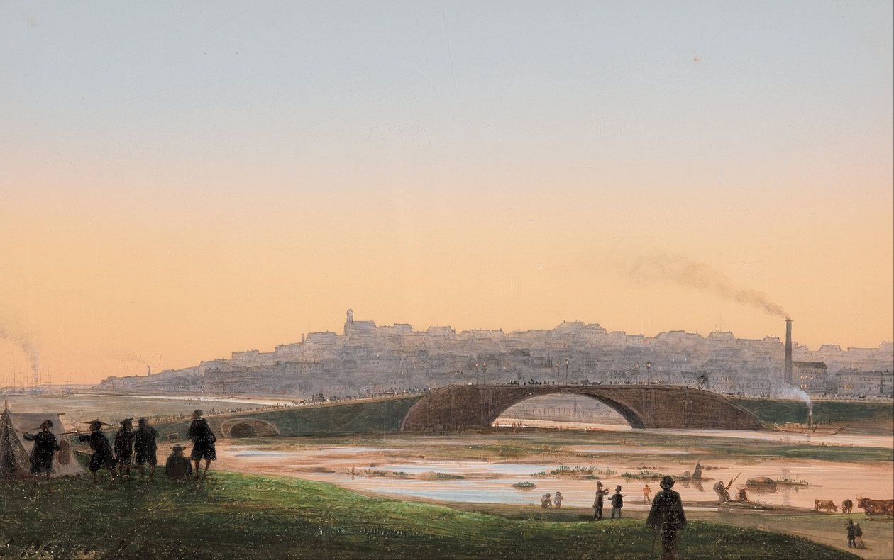Melbourne fra andre siden av Yarra av Ludwig Becker