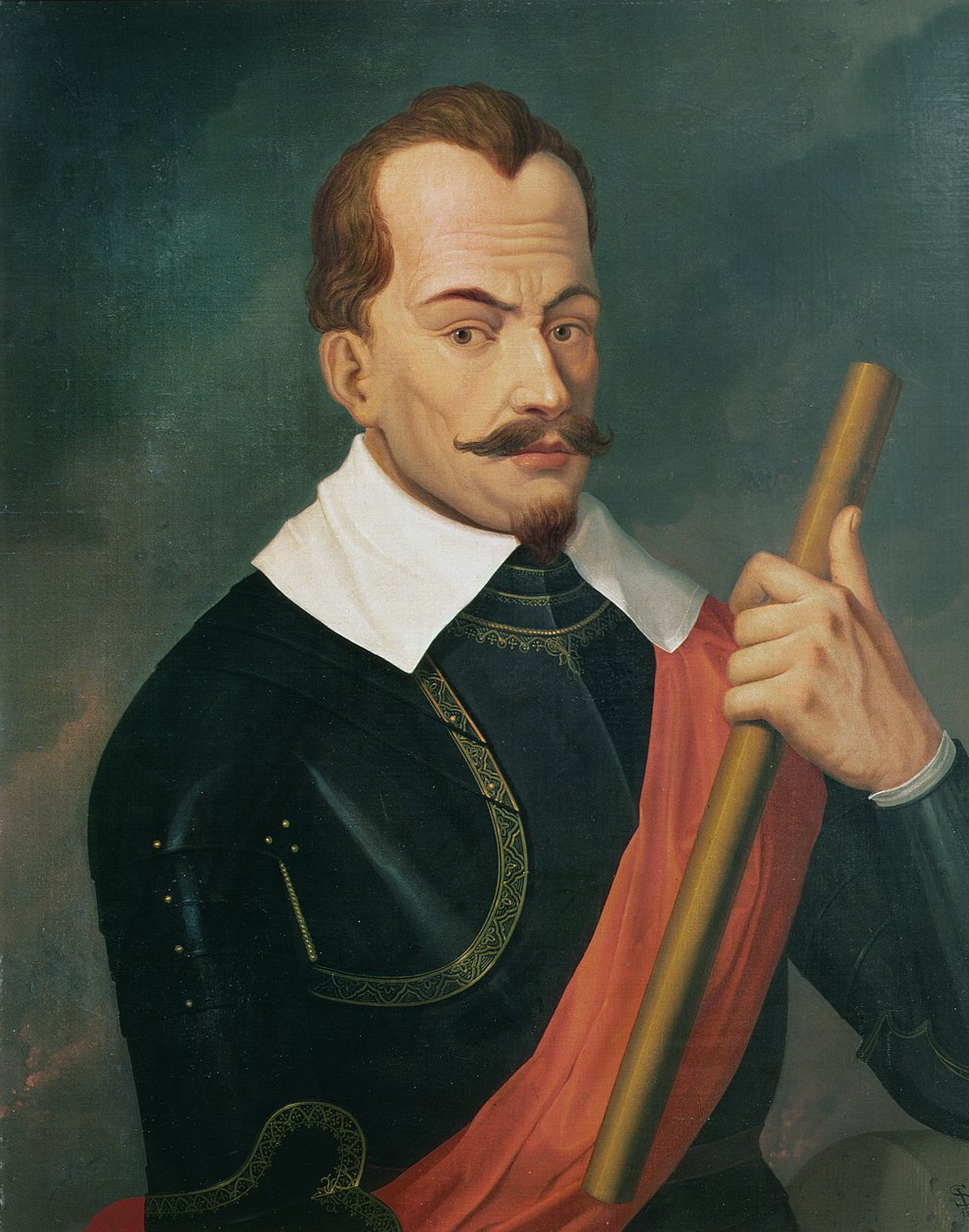 Portrett av Albrecht Wenzel Eusebius von Wallenstein (1583-1634) hertug av Friedland og Mecklenburg og prins av Sagan, etter et maleri av Van Dyck av Ludwig Ferdinand Schnorr von Carolsfeld