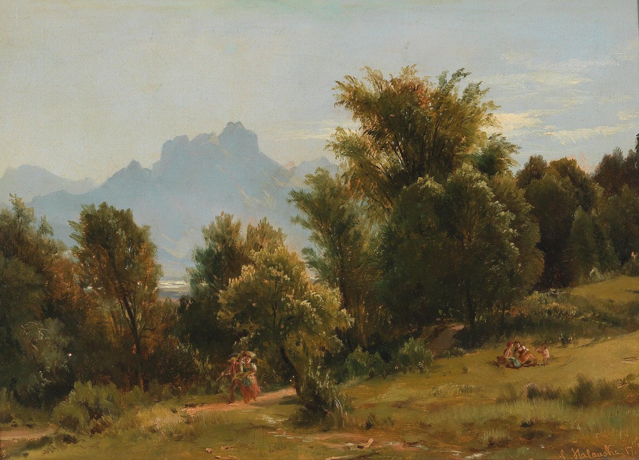 Scene med trær nær Brannenburg, Bayern av Ludwig Halauska