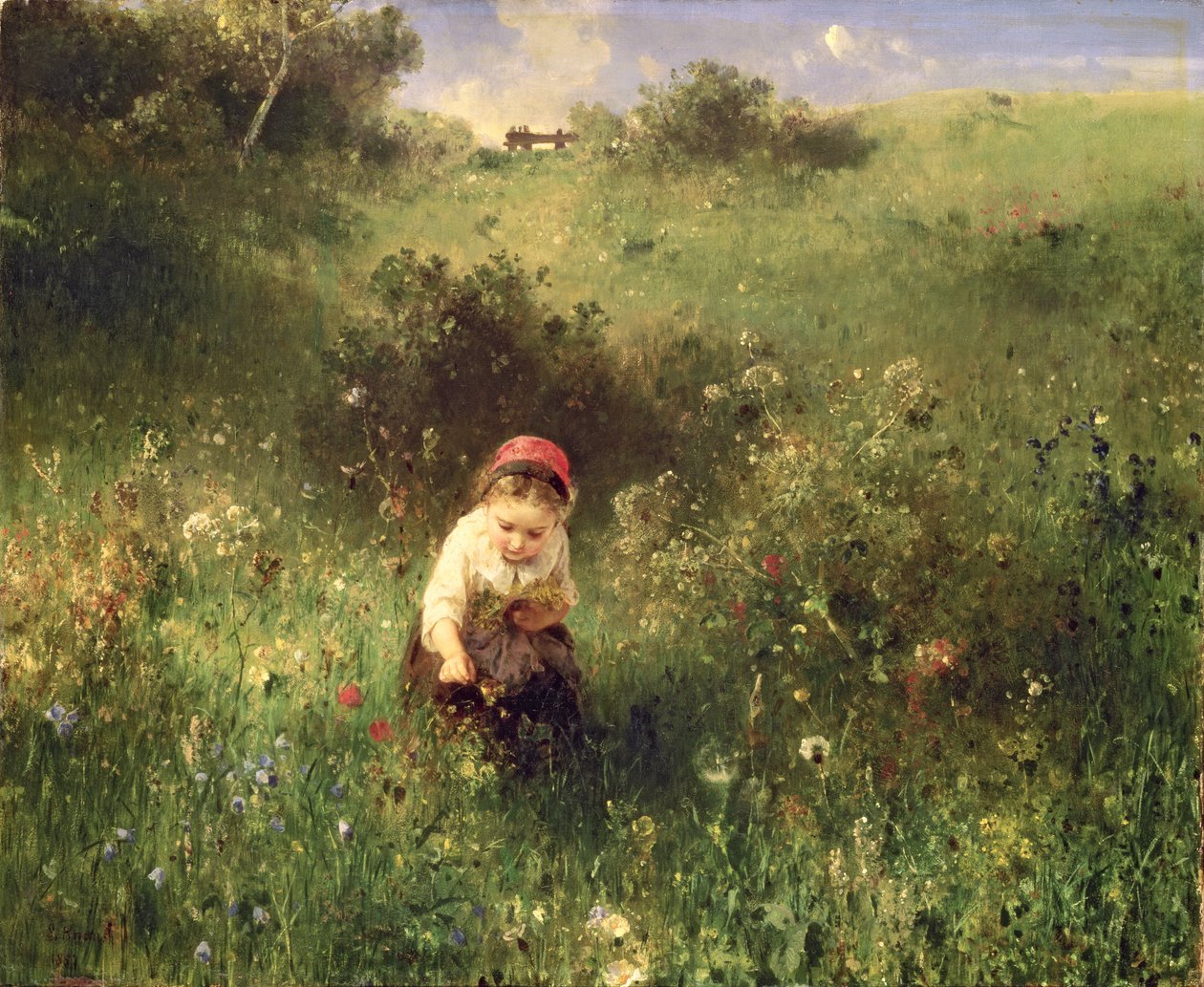 En ung jente på et felt av Ludwig Knaus