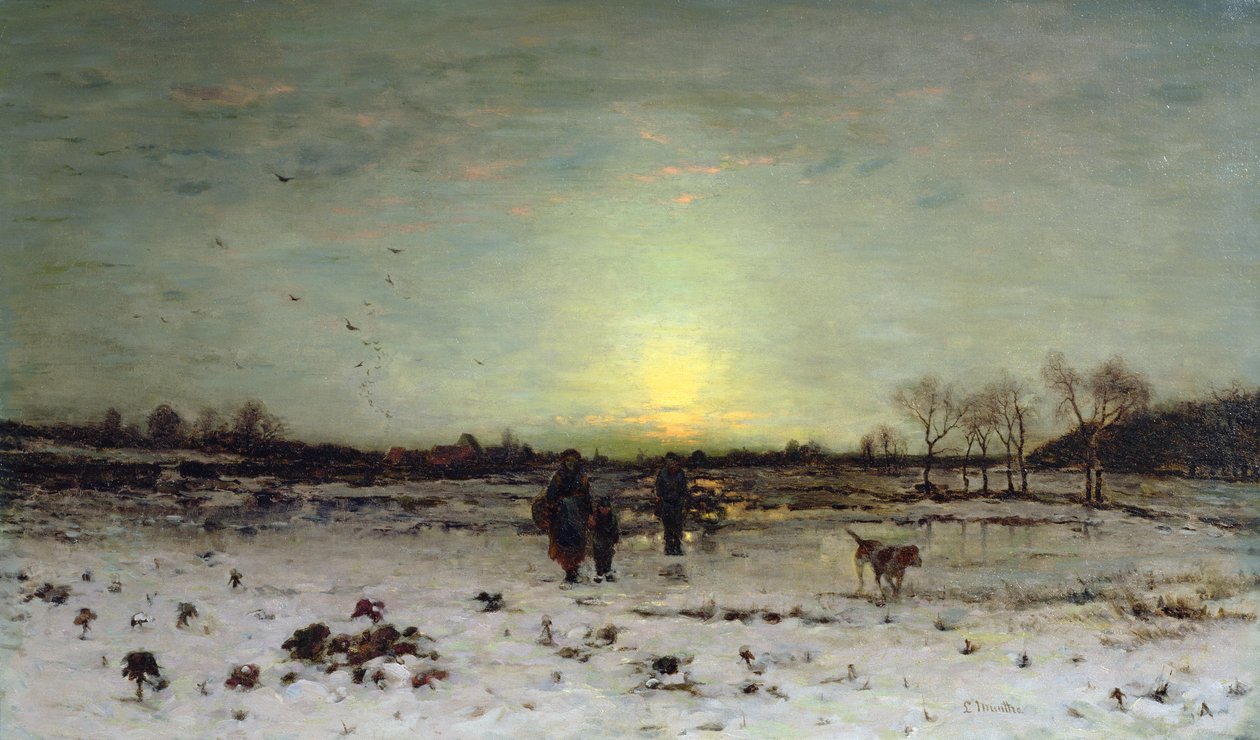 Vinterlandskap ved solnedgang av Ludwig Munthe