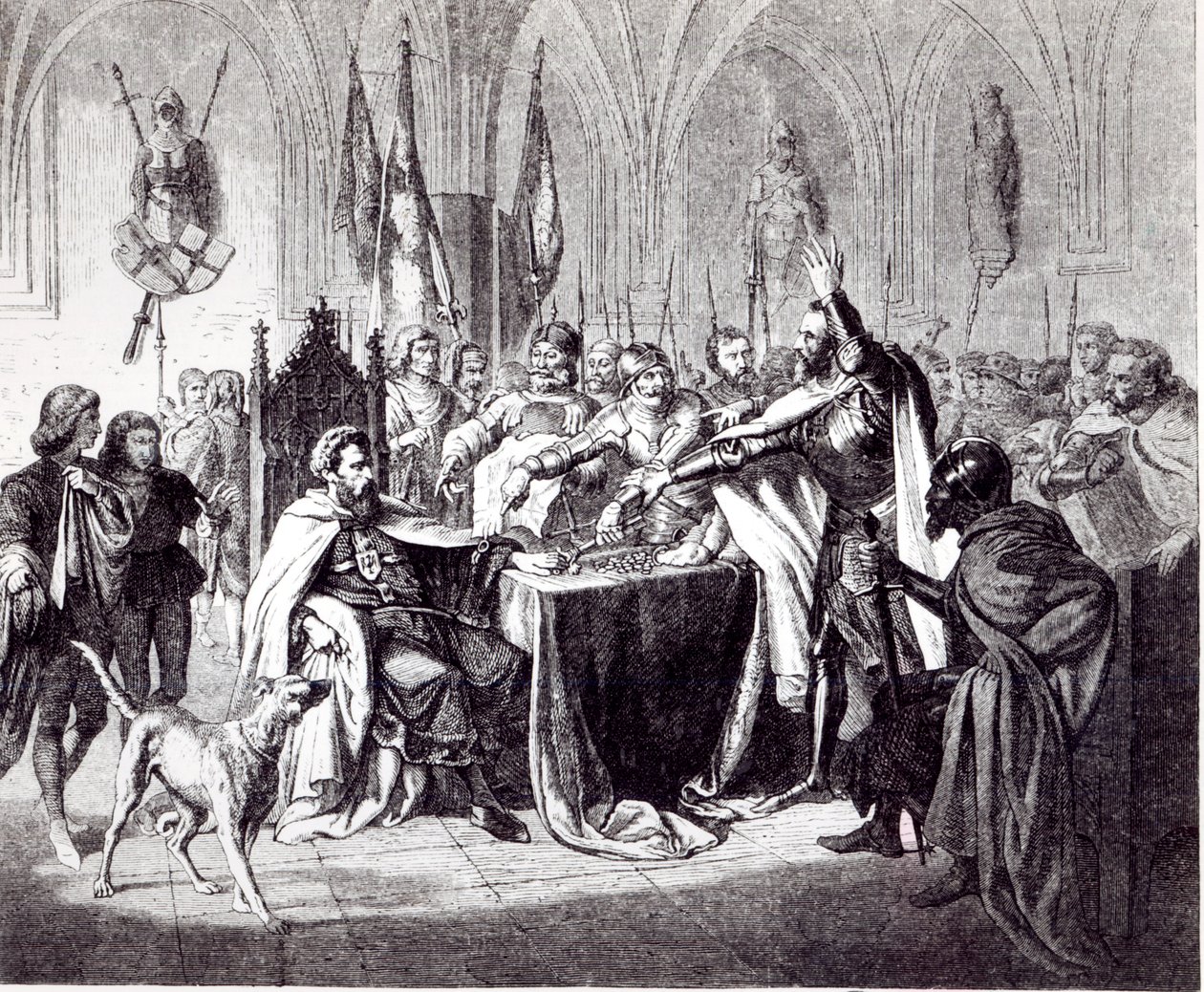 Salget av slottet Marienburg i 1457 til kong Casimir IV av Polen, 1854 av Ludwig Rosenfelder