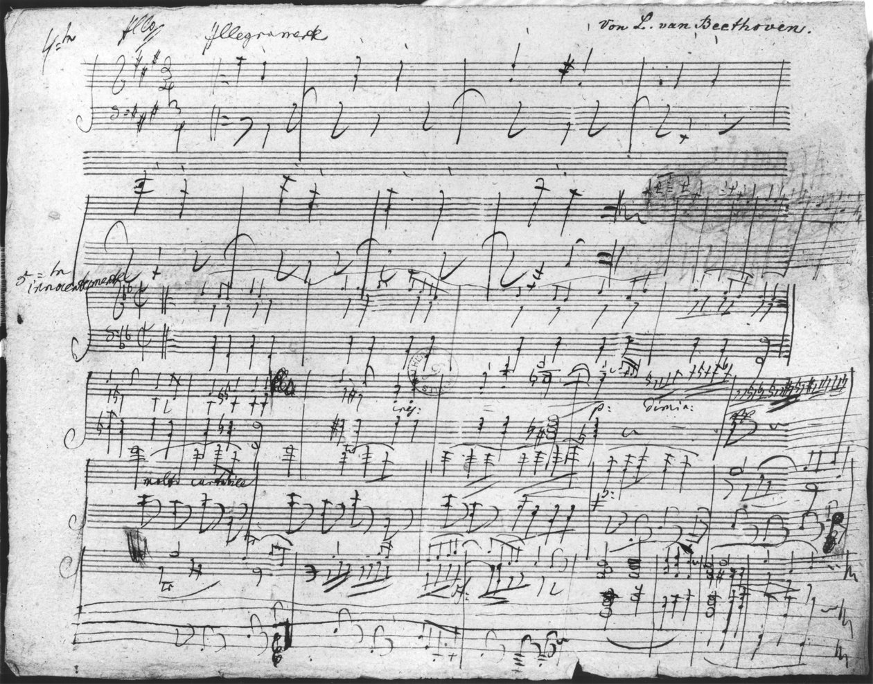 Autografpartiturark for den 10. Bagatelle opus 119 av Ludwig van Beethoven