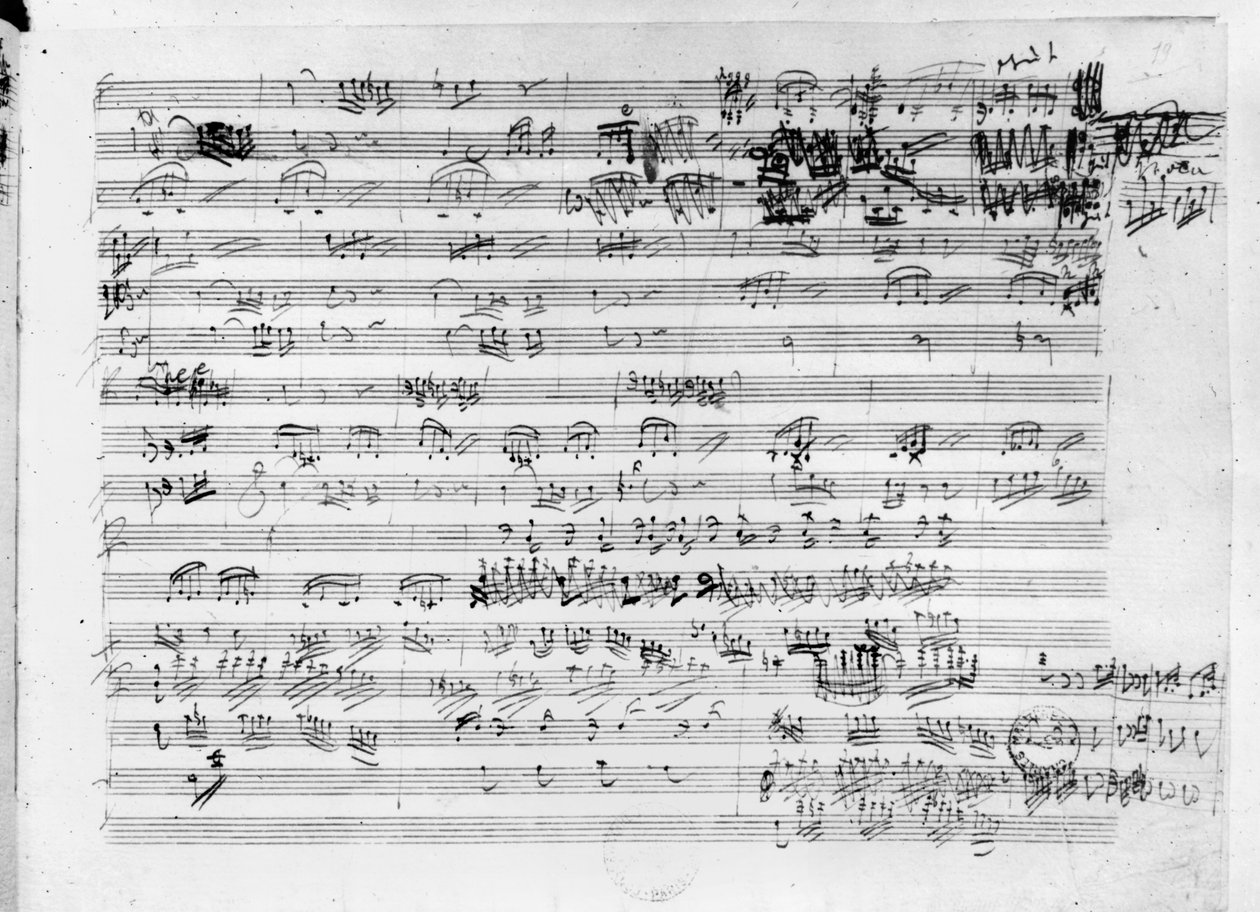 Autografpartiturark for Trio mi bemol opus 3 av Ludwig van Beethoven