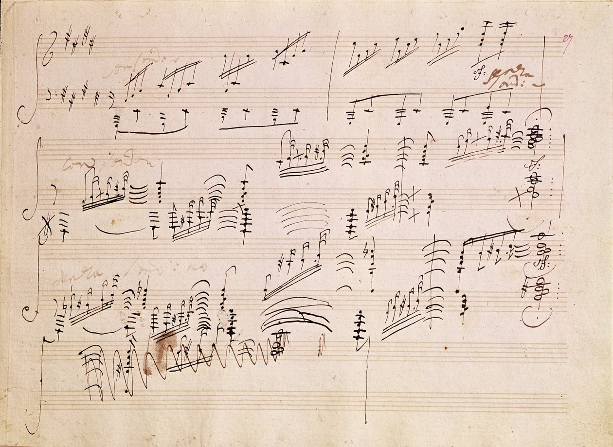 Partiturark for 'Moonlight Sonata' av Ludwig van Beethoven