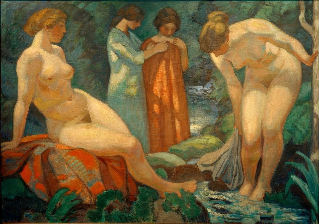 Kvinner ved skogen våren av Ludwig von Hofmann