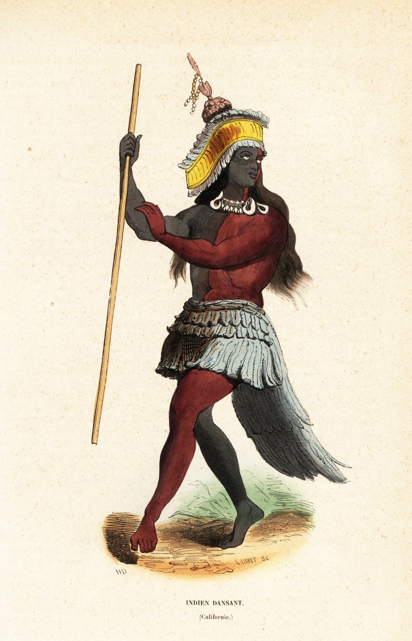 Man of the Ohlone eller Costanoan People Dancing at Mission San Francisco av Ludwig Choris
