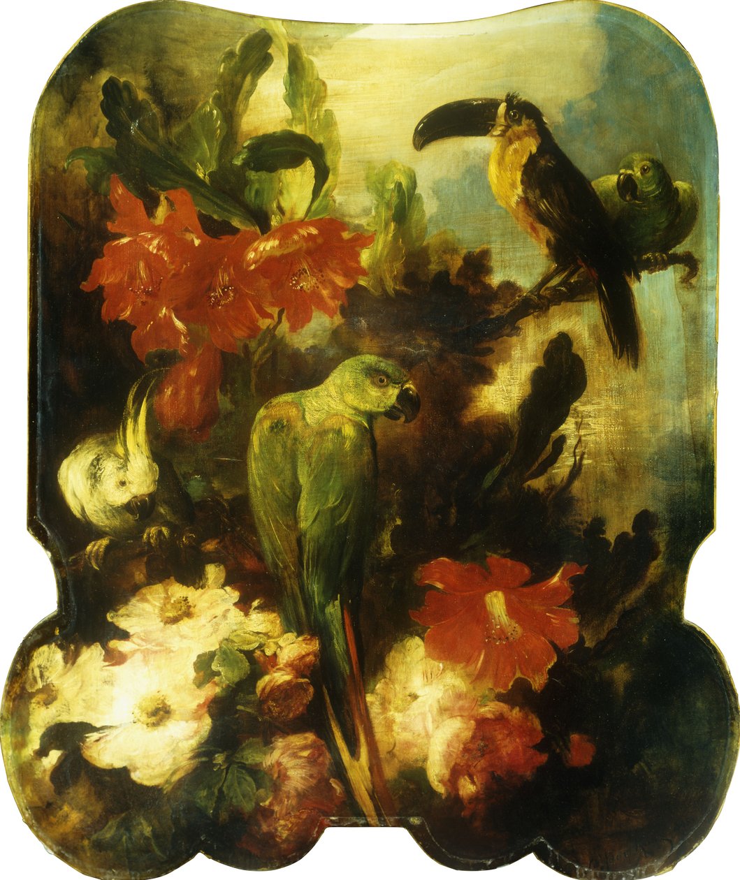 Eksotiske fugler og blomster av Ludwig Adam Kunz