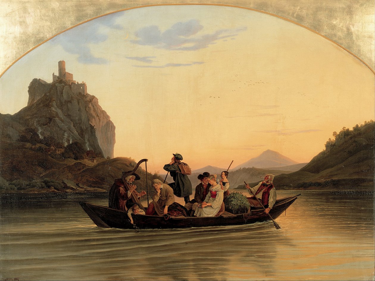 Kryss ved Schreckenstein, 1837 av Ludwig Adrian Richter