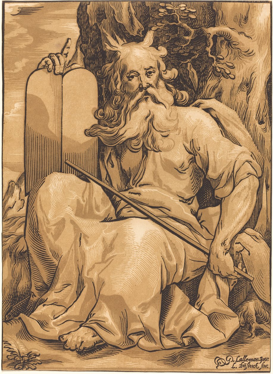 Moses med lovens tavler av Ludwig Büsinck after Georges Lallemand