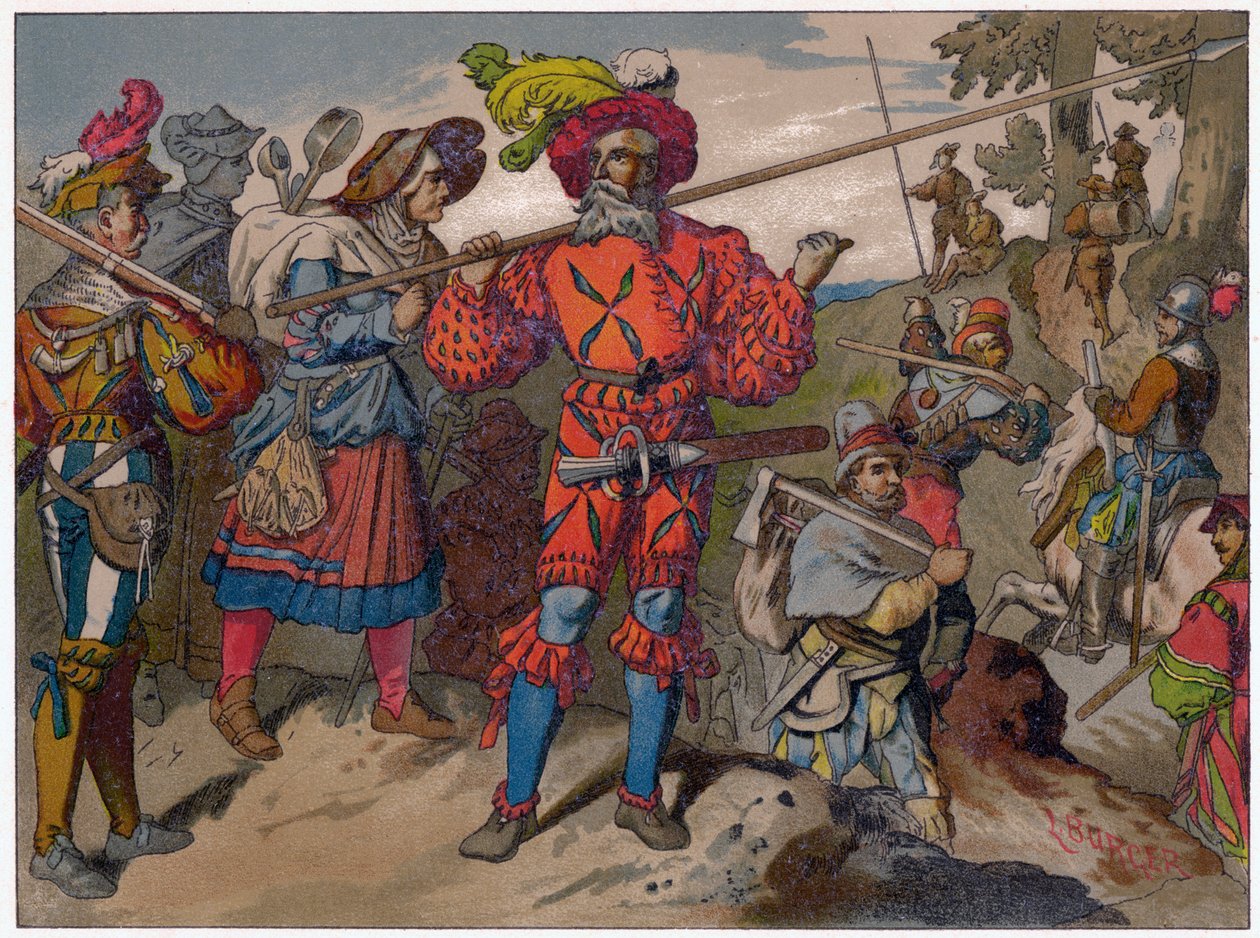 Landsknechts fra 1500-tallet, 1800-tallet. av Ludwig Burger