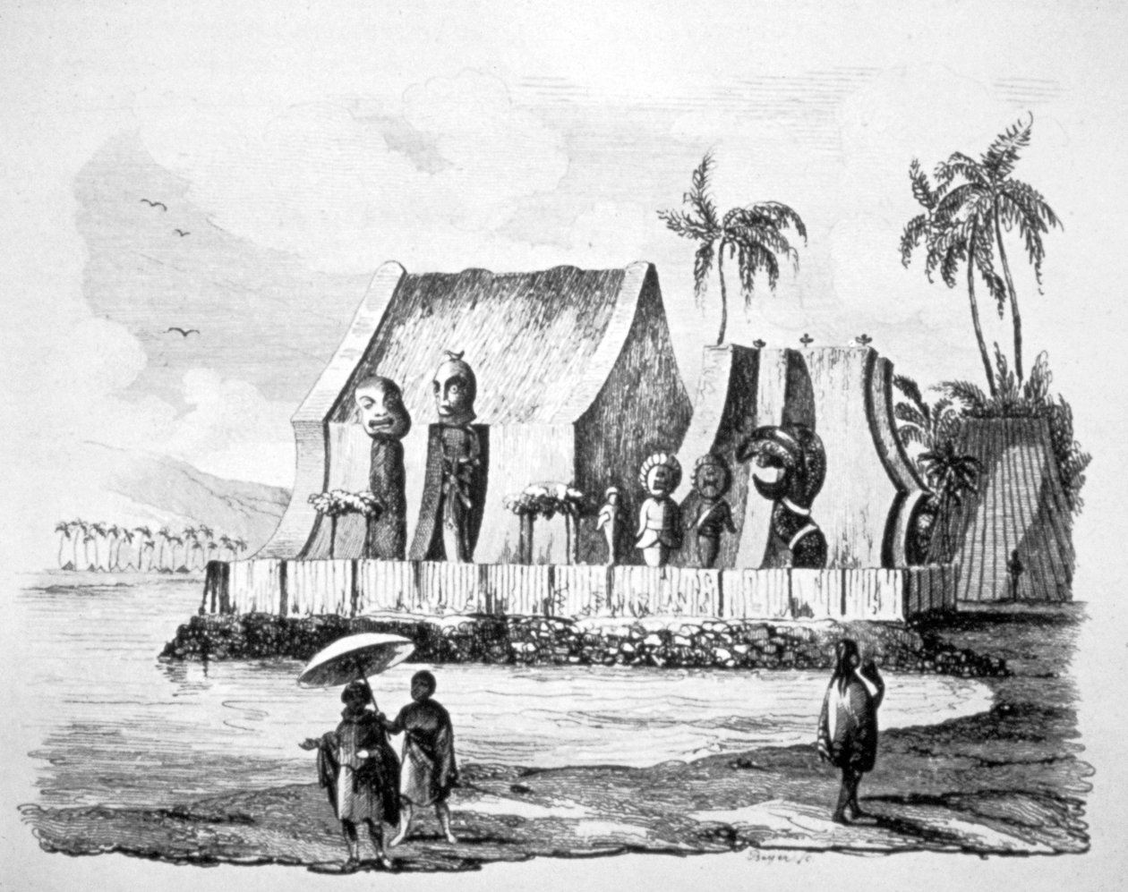 Kings Temple i Tiritatea-bukten, c1746-1830 av Ludwig Choris