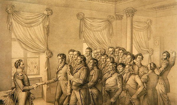 Kassel-deputasjon til kurfyrst Vilhelm II av Ludwig Emil Grimm