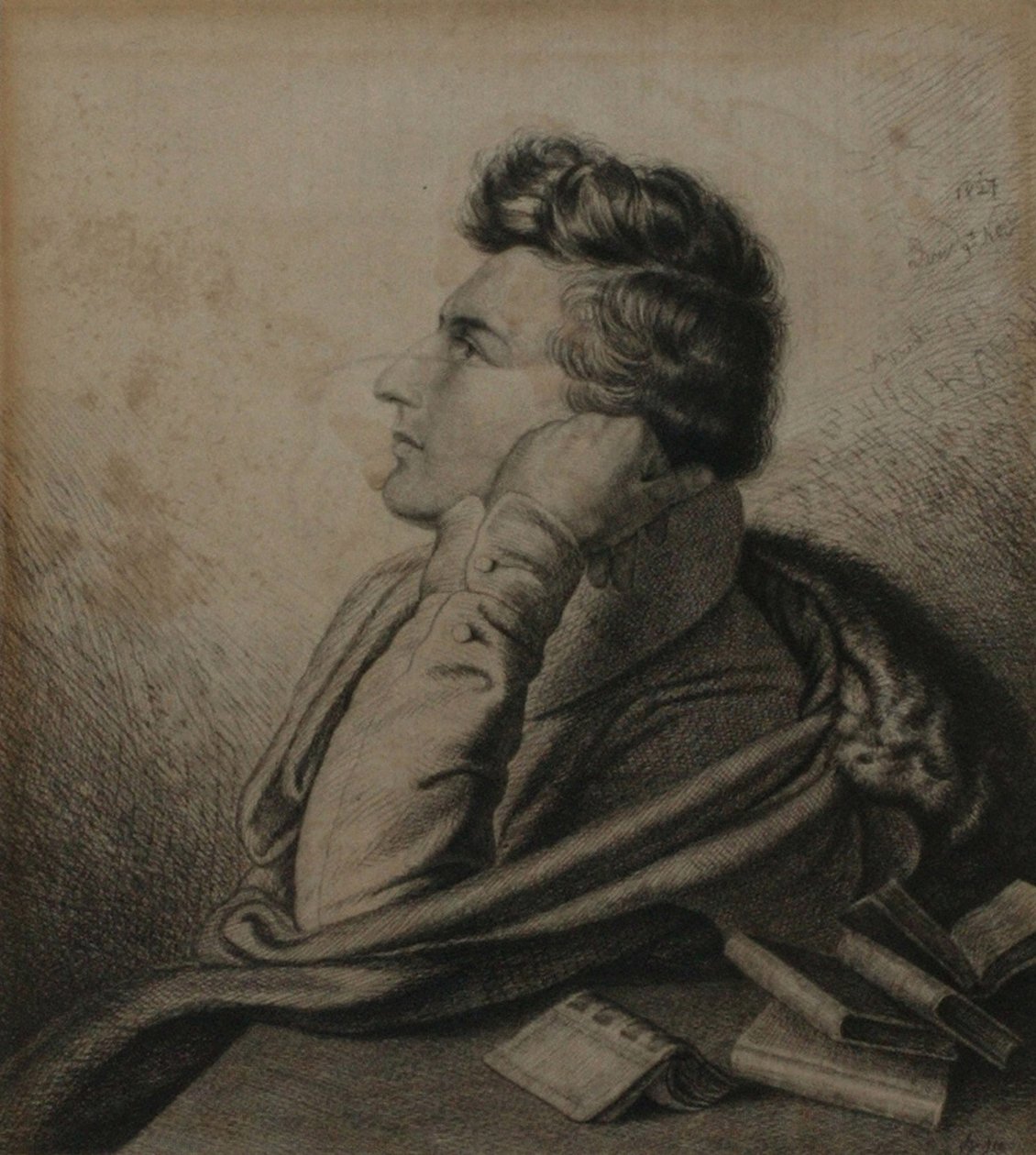 Portrett av poeten Heinrich Heine 1797-1856, 1827 av Ludwig Emil Grimm
