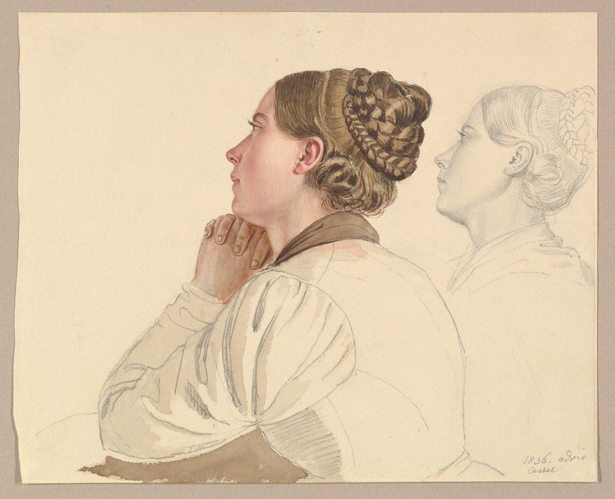 Studier av en bedende kvinne av Ludwig Emil Grimm