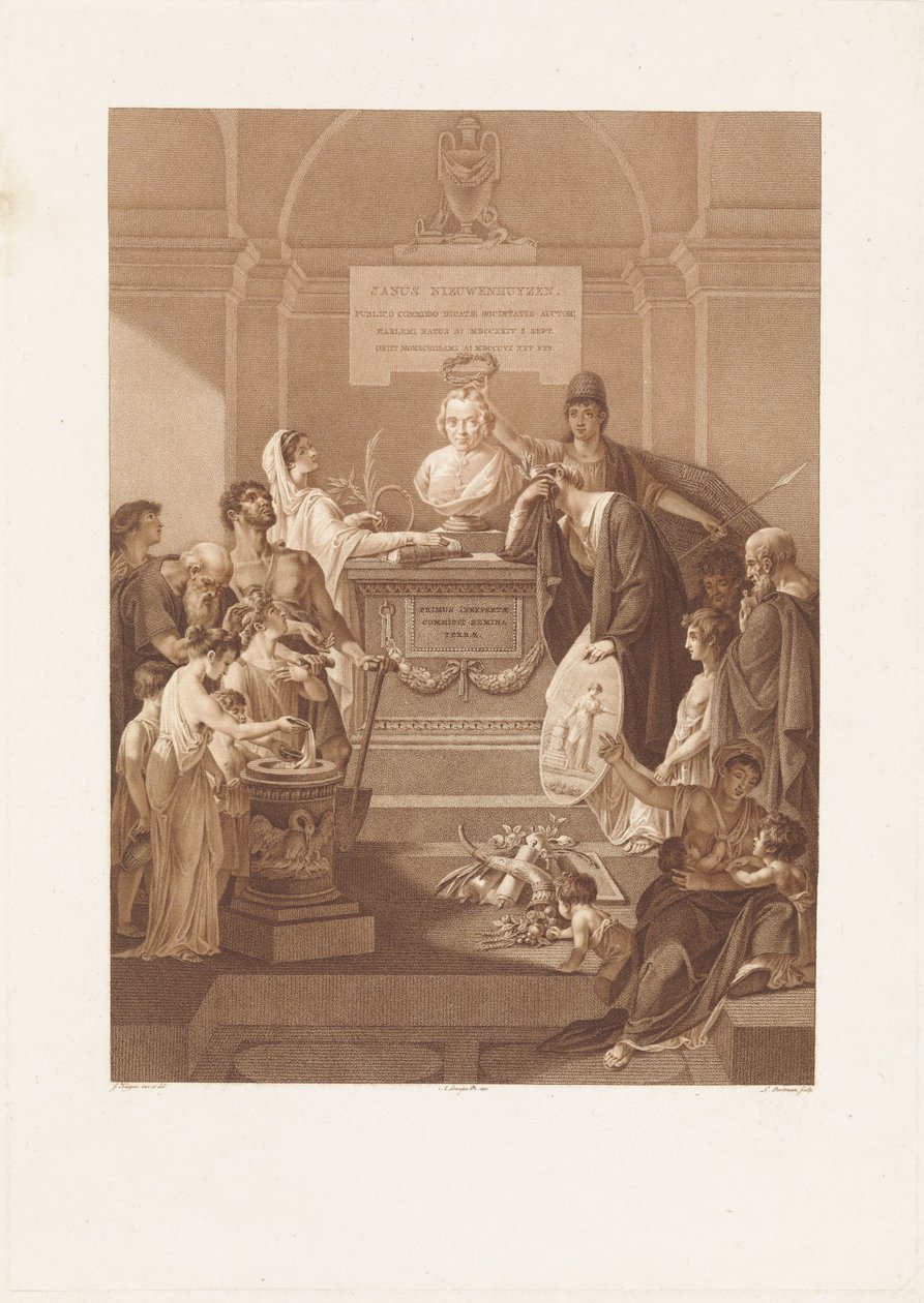 Allegorisk scene med minnestein for Jan Nieuwenhuyzen, død i 1806 av Ludwig Gottlieb Portman