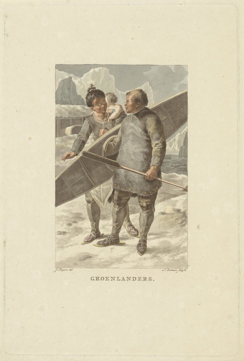 Innbyggere på Grønland Grønlendere (tittel på objekt) av Ludwig Gottlieb Portman