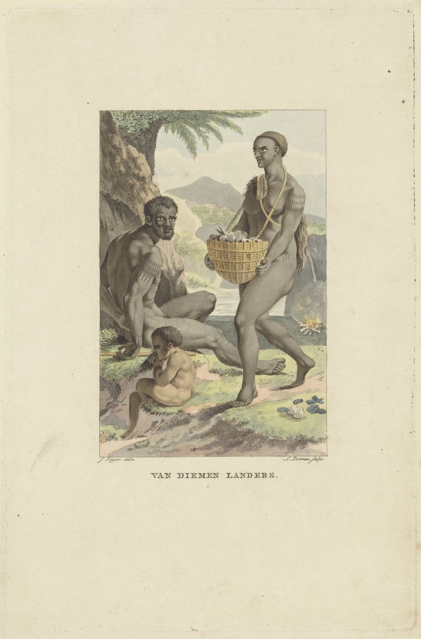 Folk i Tasmania Van Diemen Landers (tittel på objekt) av Ludwig Gottlieb Portman