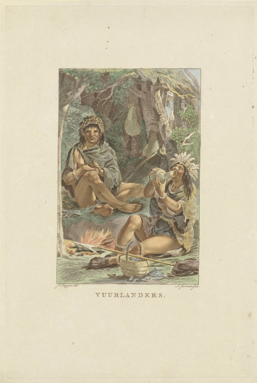 Innbyggere i Fireland Fuegians (tittel på objekt) av Ludwig Gottlieb Portman