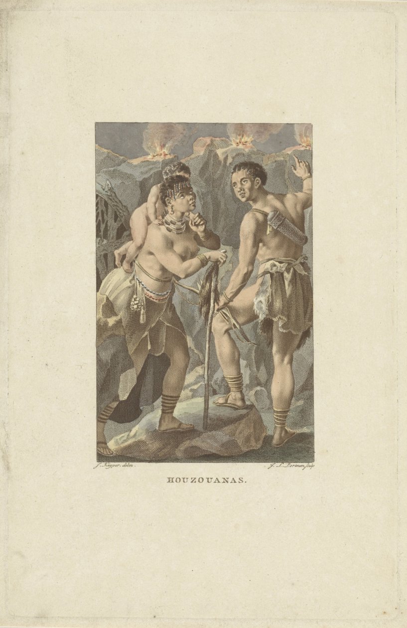 Innbyggere i Sør-Afrika (Houzouana) Houzouanas (tittel på objekt) av Ludwig Gottlieb Portman