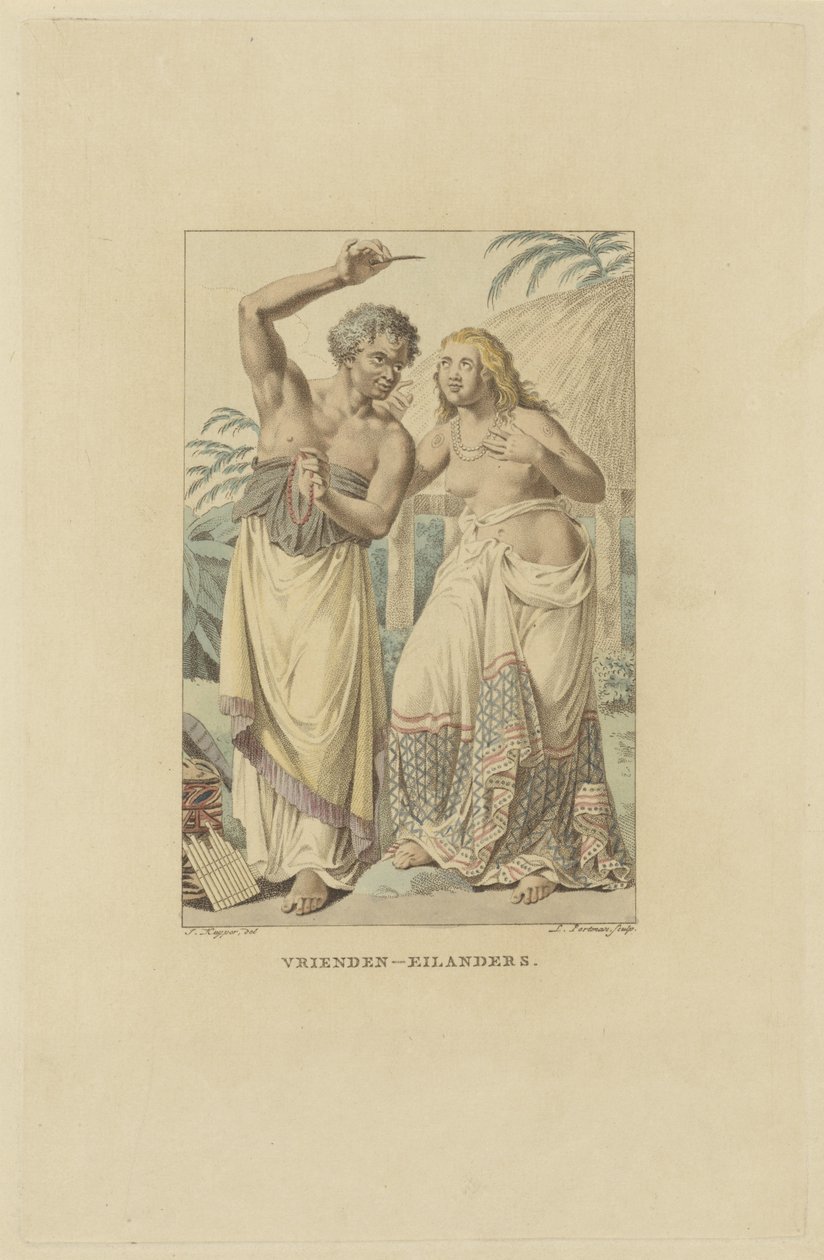 Innbyggere på Friends Islands (Tonga Archipelago) Friends-Islanders (tittel på objekt) av Ludwig Gottlieb Portman