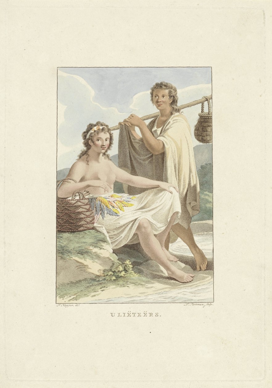 Innbyggere på øya Ulietea (Raiatea) Ulieteans (tittel på objekt) av Ludwig Gottlieb Portman