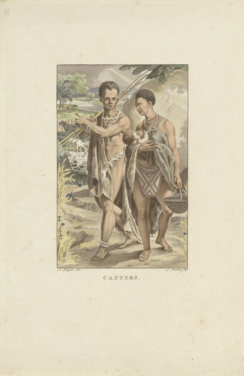 Innbyggere i Sør-Afrika Caffers (tittel på objekt) av Ludwig Gottlieb Portman