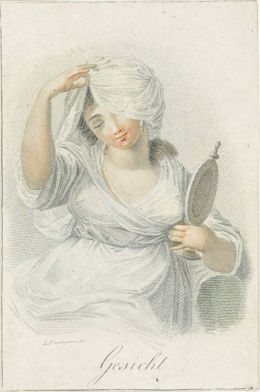 Syn Ansikt (tittel på objekt) Fem sanser representert av kvinnelige figurer (serietittel) Die Funf Sinne (serietittel) av Ludwig Gottlieb Portman