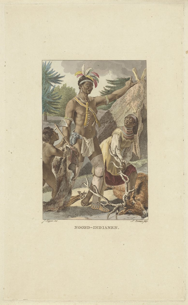 Iroquois-familien foran tipi Nord-indianere (tittel på objekt) av Ludwig Gottlieb Portman