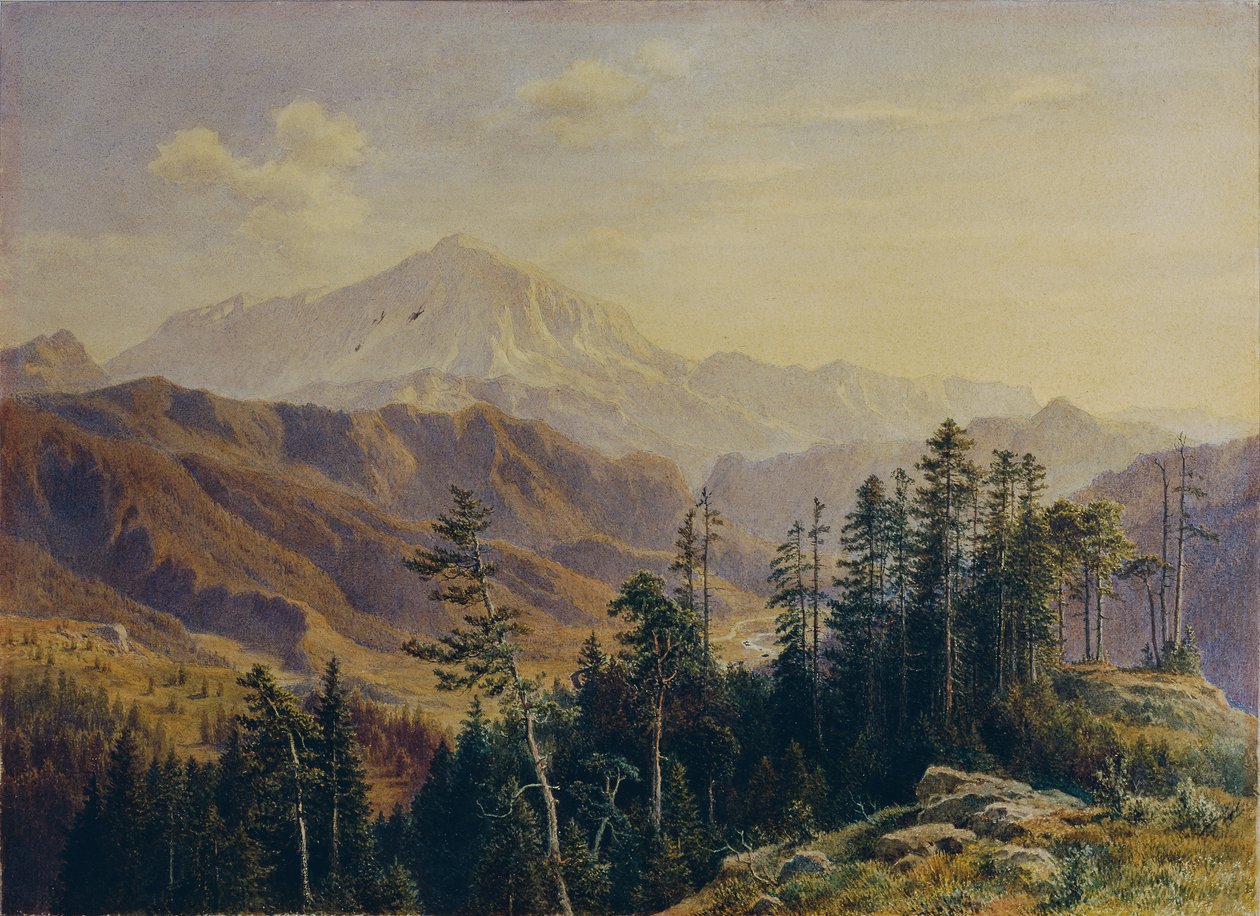 Schneeberg i Niederösterreich sett fra Gutenstein av Ludwig Halauska