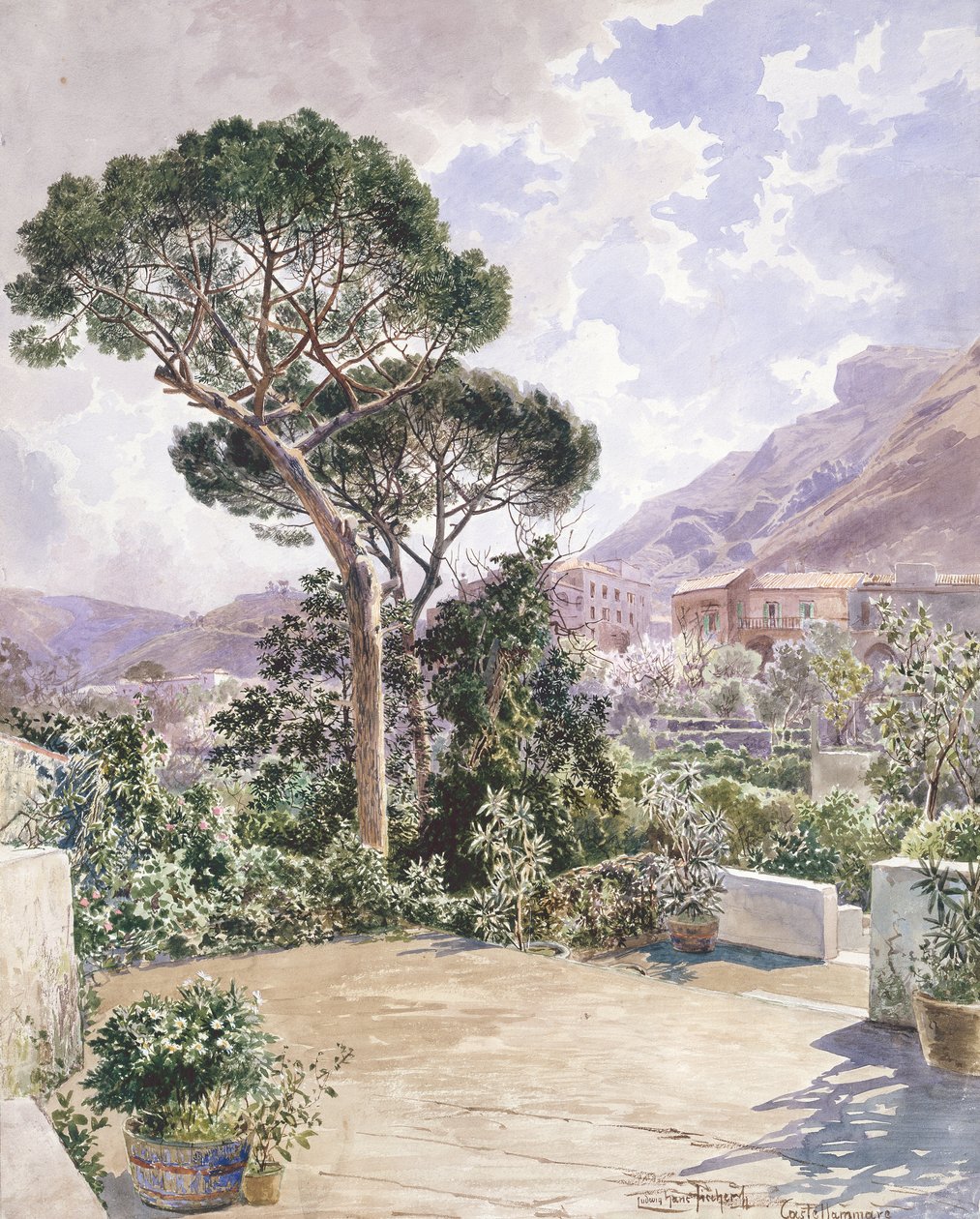 Castellamare (blyant og akvarell) av Ludwig Hans Fischer