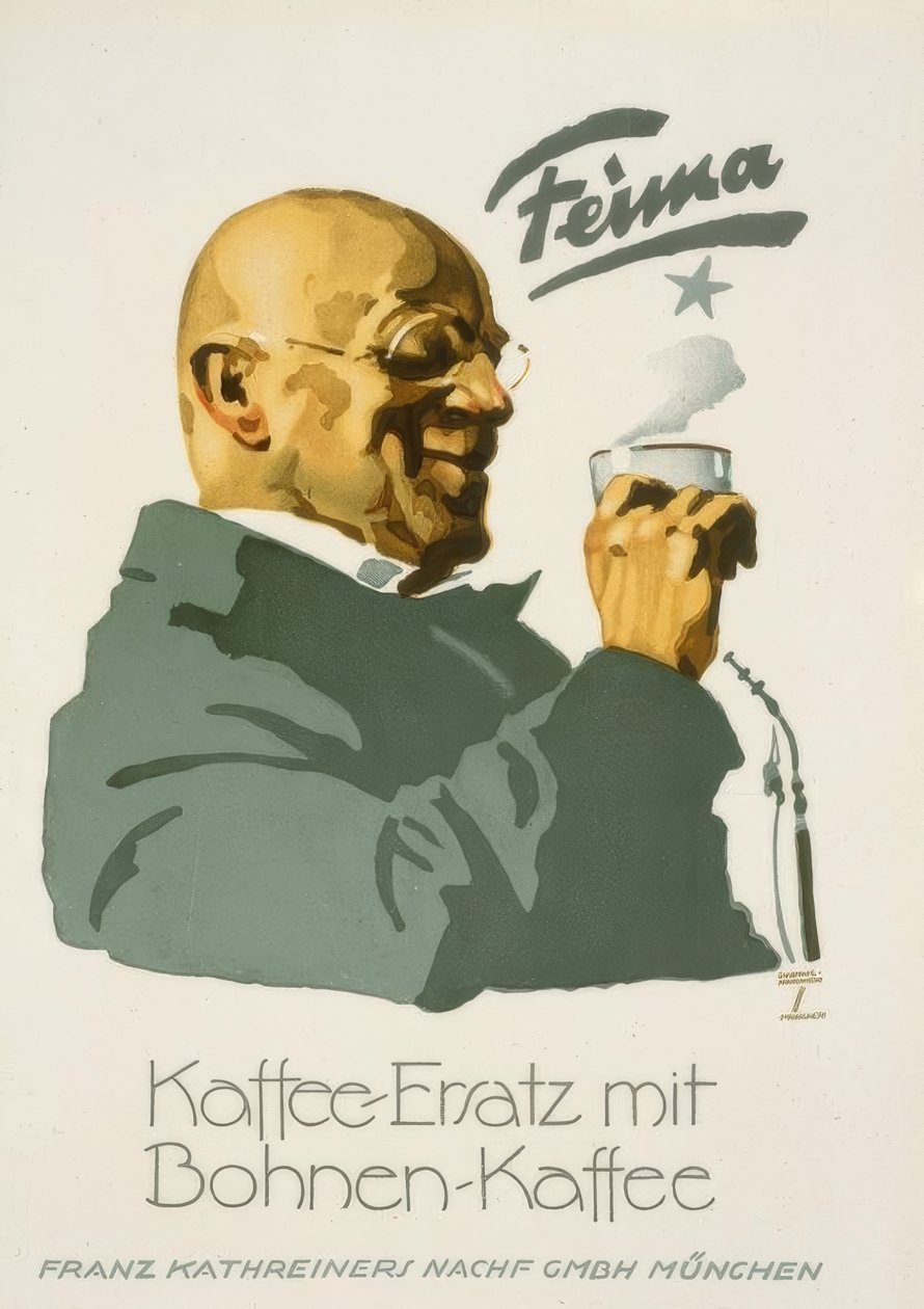 Feima - kaffeerstatning med kaffebønner av Ludwig Hohlwein