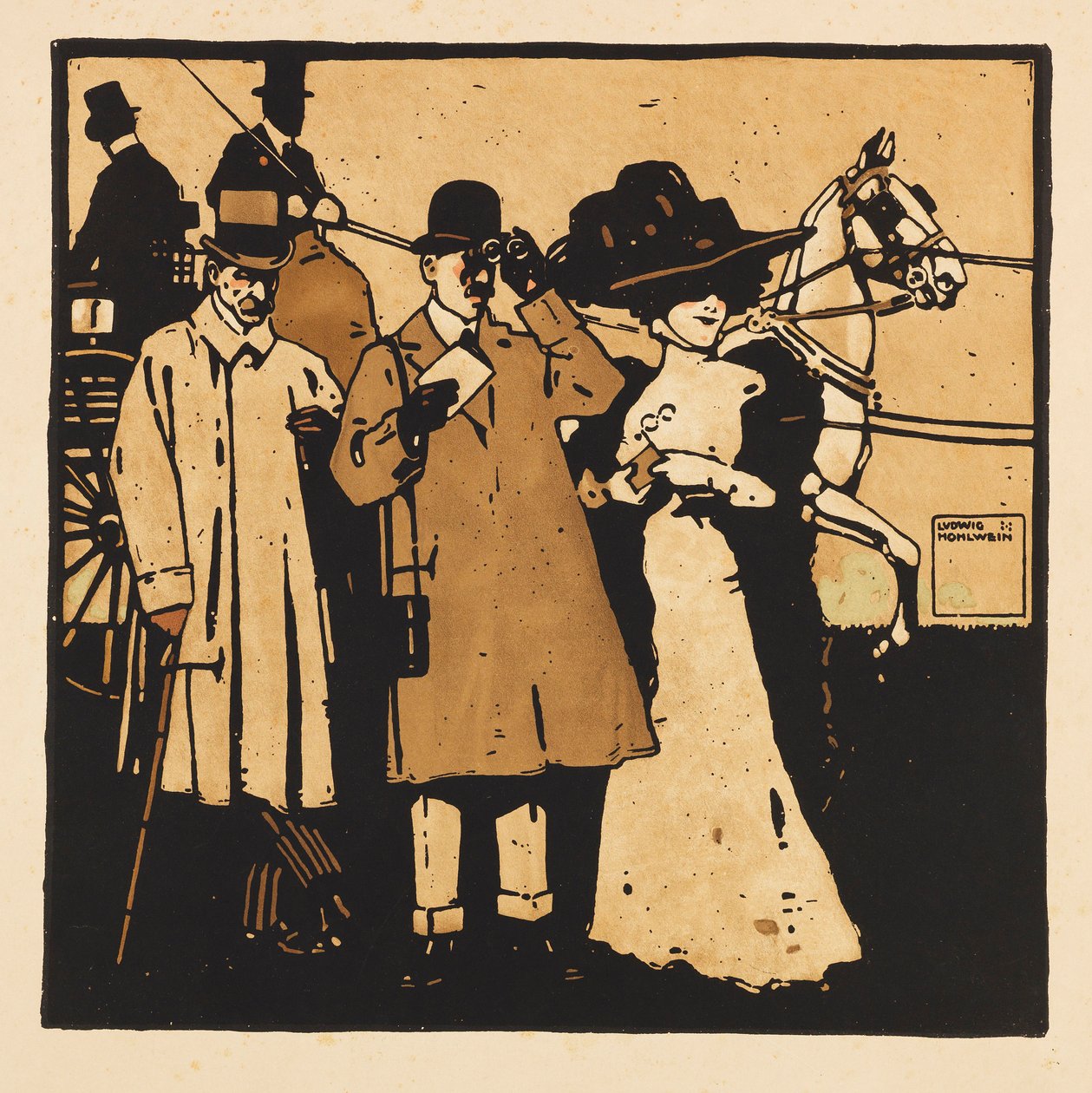 Fra Portfolio Turf. Tolv hesteveddeløpsbilder, 1909. av Ludwig Hohlwein