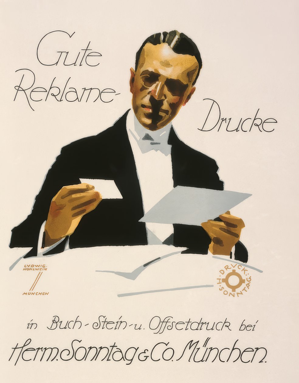 Gode ​​annonsetrykk hos Herm. Søndag og Co. München av Ludwig Hohlwein