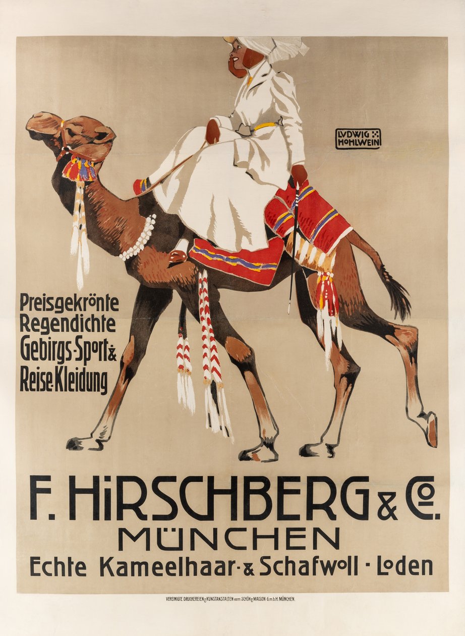 Hirschberg & Co. Sports- og reiseklær, 1907. av Ludwig Hohlwein