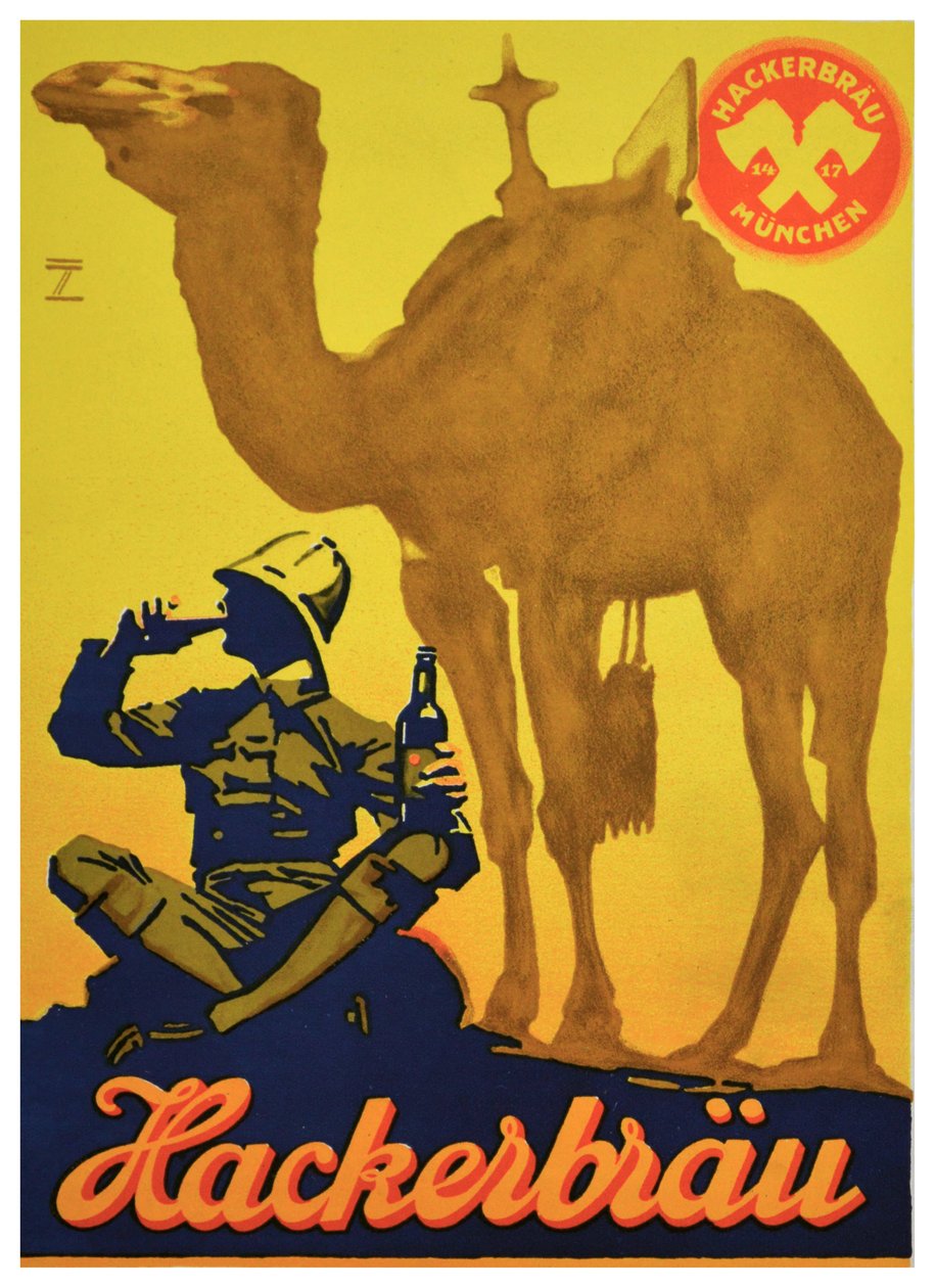 Plakatannonse for Hackerbrau Beer, ca. 1930 (litografi) av Ludwig Hohlwein
