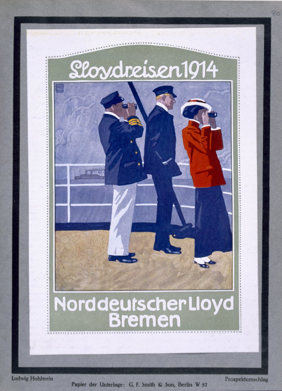 Plakat som viser cruiseskipdekket av Ludwig Hohlwein