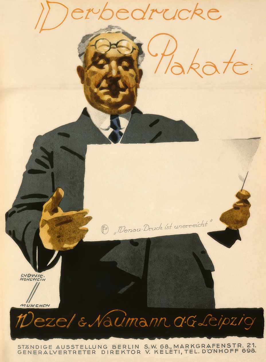 Reklame trykker plakater av Ludwig Hohlwein