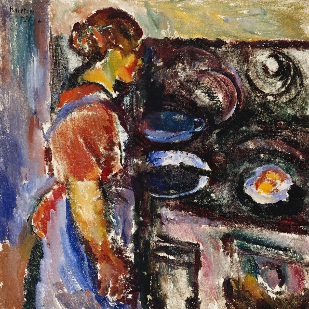 Jenta på kjøkkenet; Pike I Kjokken, 1921 av Ludvik Peter Karsten