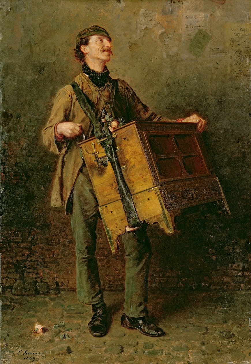 The Hurdy-Gurdy Man, 1869 av Ludwig Knaus
