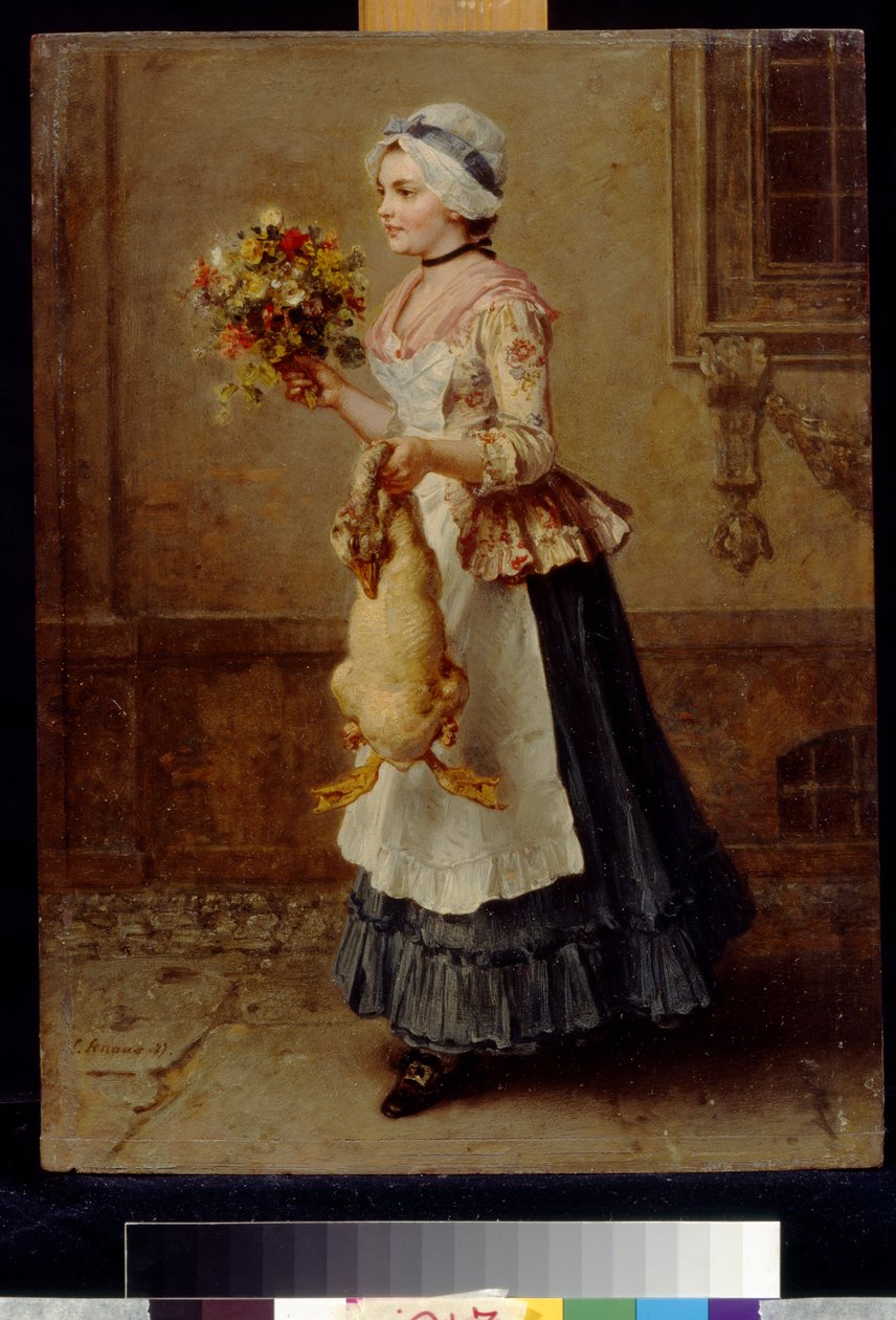 Med gratulasjoner av Knaus, Ludwig (1829-1910). Olje på tre av Ludwig Knaus