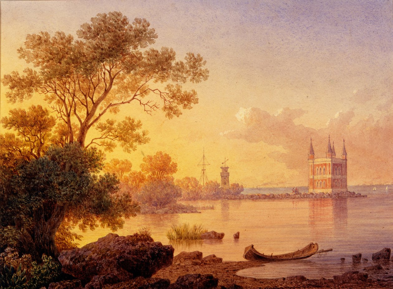 Utsikt over Rose-paviljongen Ozerki i Peterhof av Ludwig Premazzi
