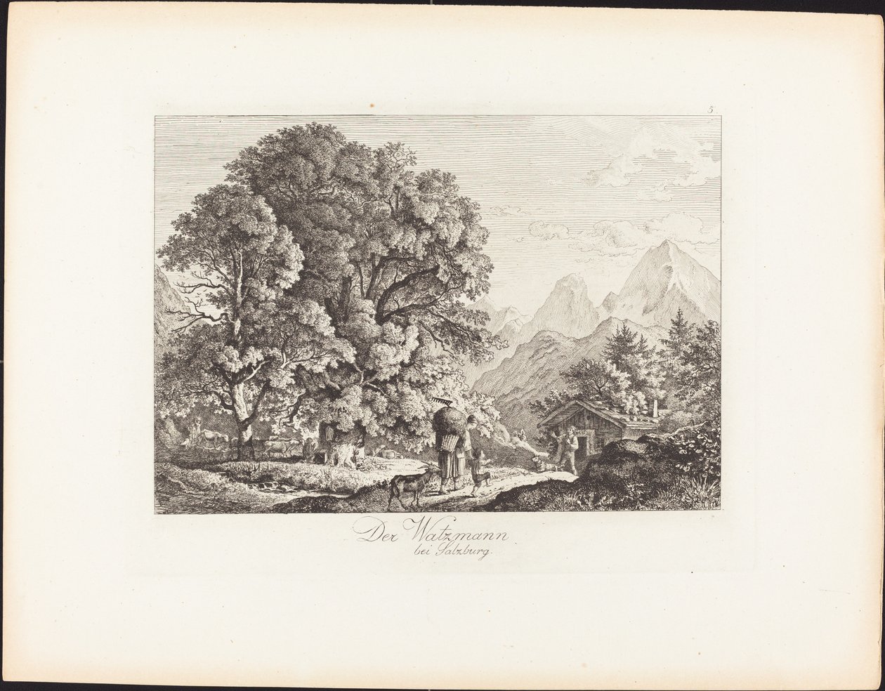Watzmann nær Salzburg av Ludwig Richter