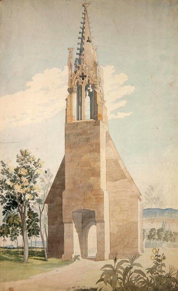 Det gotiske kapellet nær Witzenhausen (akvarell over blyant på papir) av Ludwig Sigismund Ruhl
