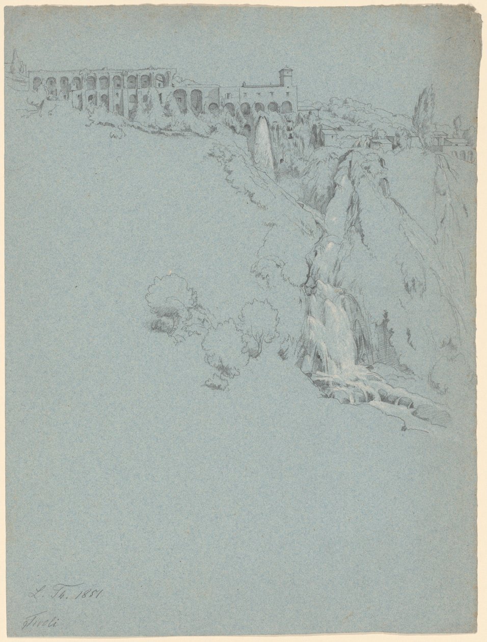 Fossen i Tivoli med Villa of Maecenas av Ludwig Thiersch