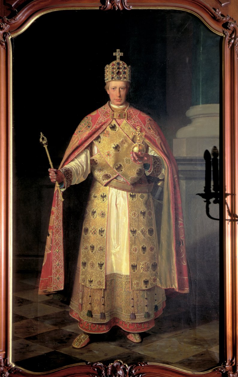 Francis II, den hellige romerske keiseren, iført de keiserlige insigniene av Ludwig or Louis Streitenfeld